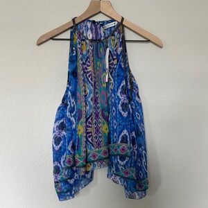 Zara Blue Asymmetrical Blouse with Tie Front